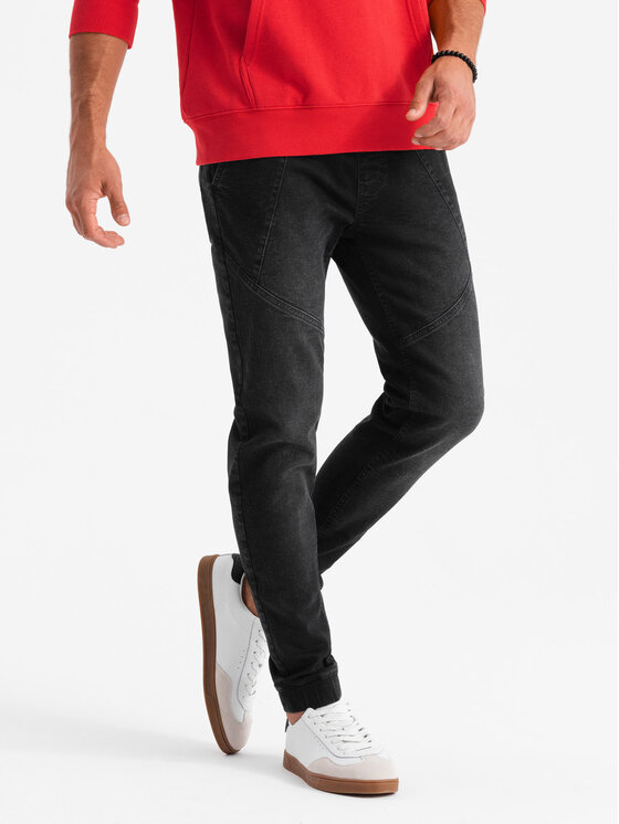 Ombre Ombre Jeansy OM-PADJ-0165 Czarny Regular Fit