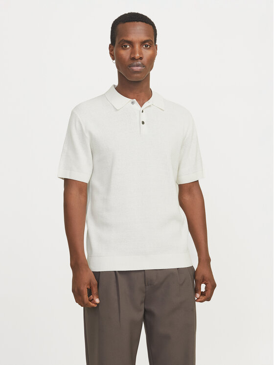 Jack&Jones Jack&Jones Тениска с яка и копчета Cooper 12271483 Бял Regular Fit