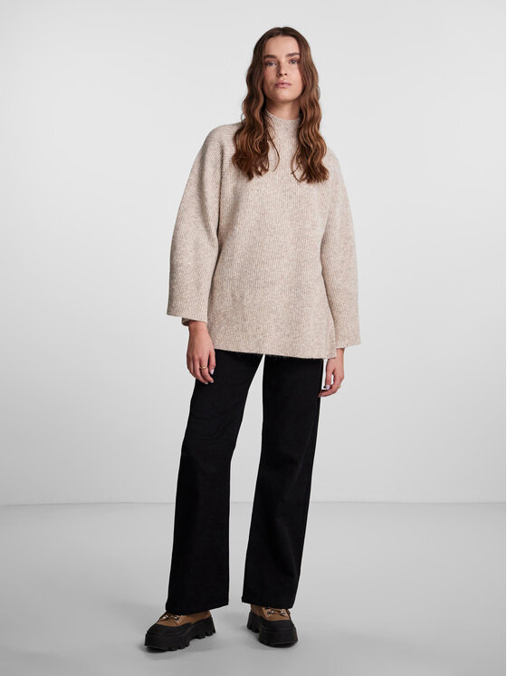 Pieces Pieces Krekls ar augstu apkakli 17140867 Bēšs Loose Fit