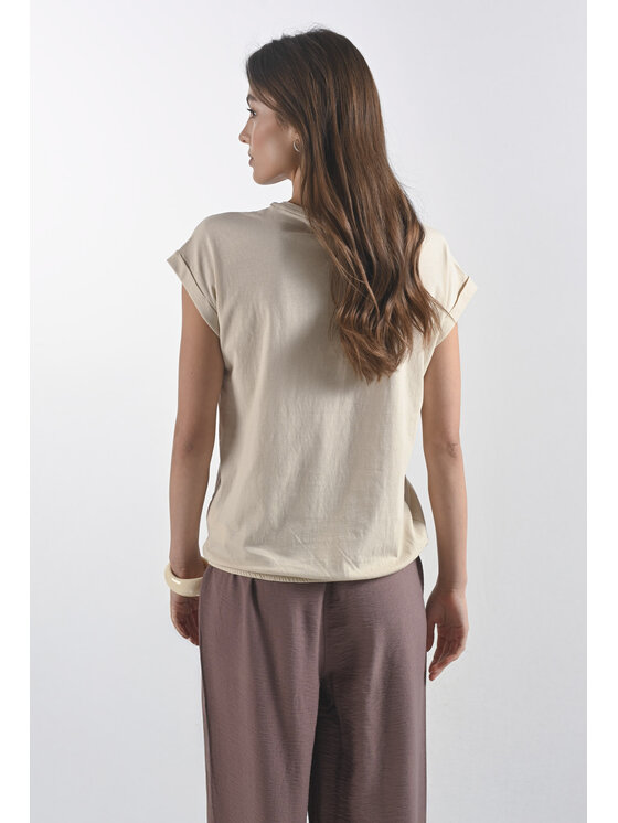 Femestage Femestage Tričko Femestage AB BASE TSH1532-016 Béžová Regular Fit