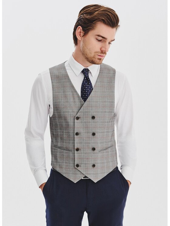 Pako Lorente Pako Lorente Kamizelka garniturowa P25WF-8X-005 Szary Slim Fit