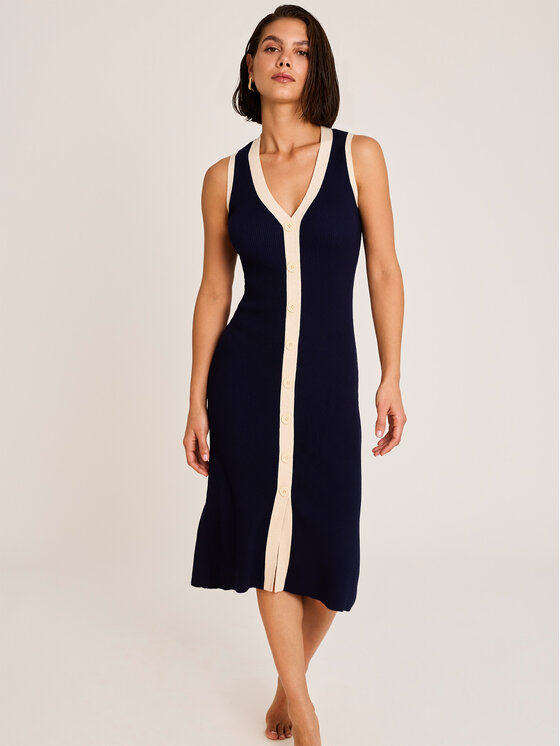 Selmark Selmark Плажна рокля BO796 Тъмносин Slim Fit