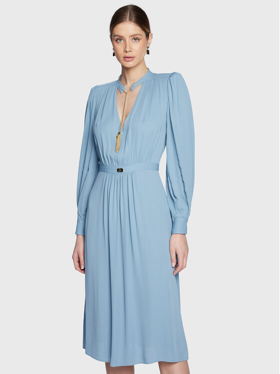 Elisabetta Franchi Rochie cocktail AB-324-31E2-V450 Albastru Regular Fit AB-324-31E2-V450 imagine noua
