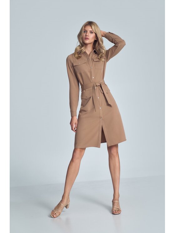FIGL FIGL Φόρεμα M706 Καφέ Regular Fit