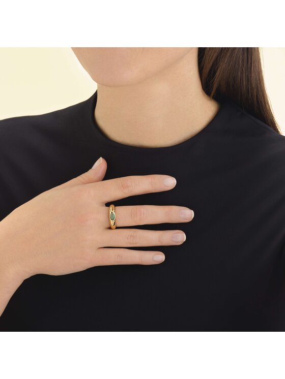 Rosefield Rosefield Pierścionek Aventurine Ring Złoty