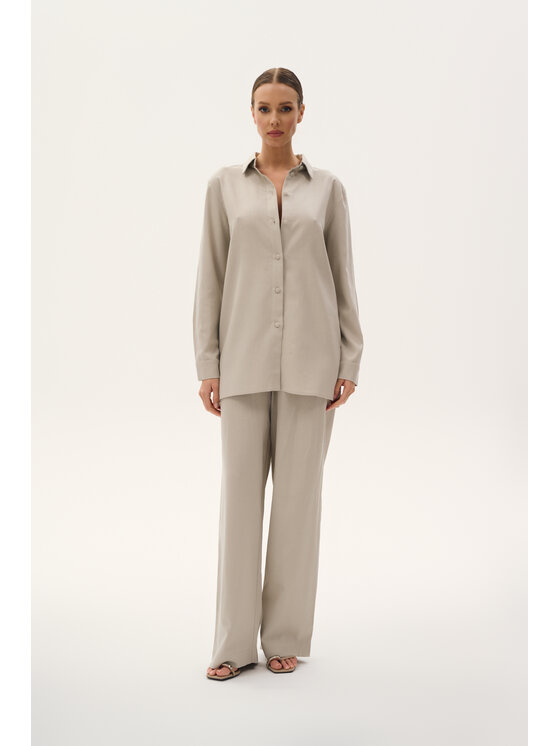TRIPLES TRIPLES Koszula Porto Grey Szary Oversize