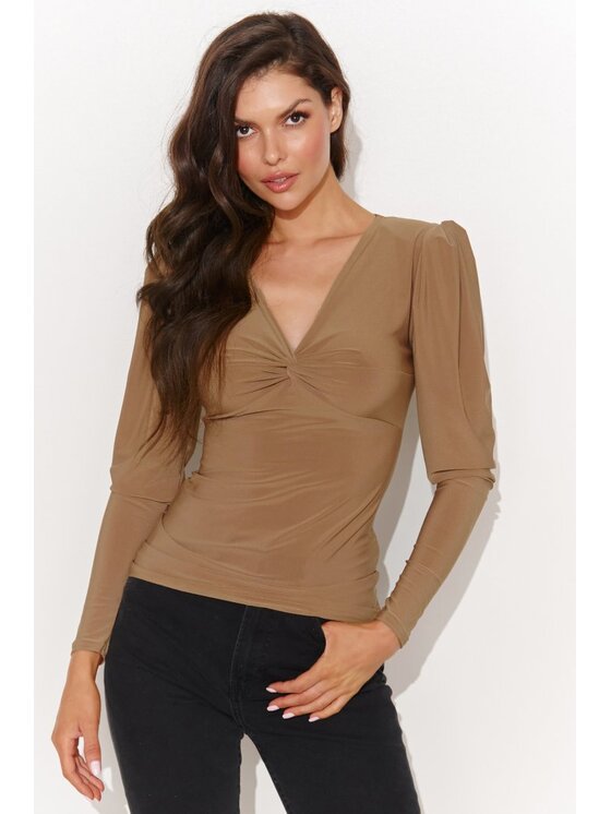 Numinou Numinou Bluzka NU461 Brązowy Regular Fit