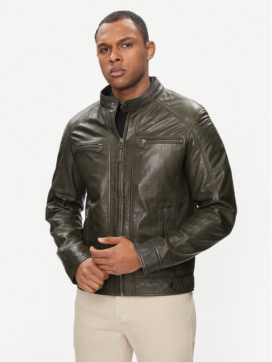 Serge Pariente Serge Pariente Lederjacke Erico Grün Regular Fit
