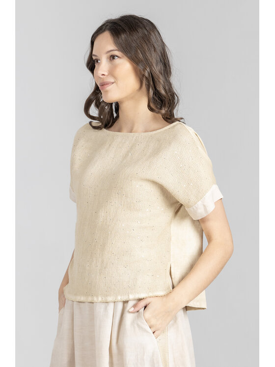 Deni Cler Milano Deni Cler Milano Bluzka T-DC-1238-F2-10-12-1 Beżowy Loose Fit