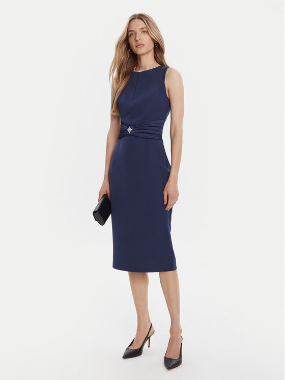 Rinascimento Rinascimento Kokteiļkleita CFC0125073003 Tumši zils Slim Fit