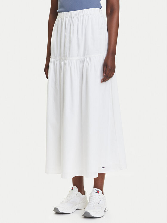 Tommy Jeans Spódnica trapezowa, rozmiar S, Biała, DW0DW20980