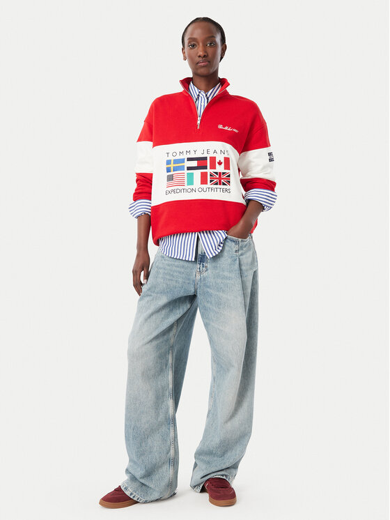 Tommy Jeans Tommy Jeans Pluus DW0DW23806 Punane Relaxed Fit