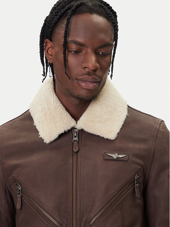Aeronautica Militare Aeronautica Militare Lederjacke 252PN0960UPL00304 Braun Regular Fit