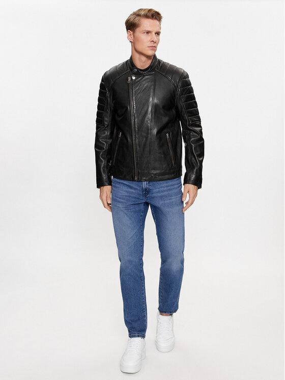 Pepe Jeans Pepe Jeans Kurtka skórzana Brewster PM402847 Czarny Regular Fit