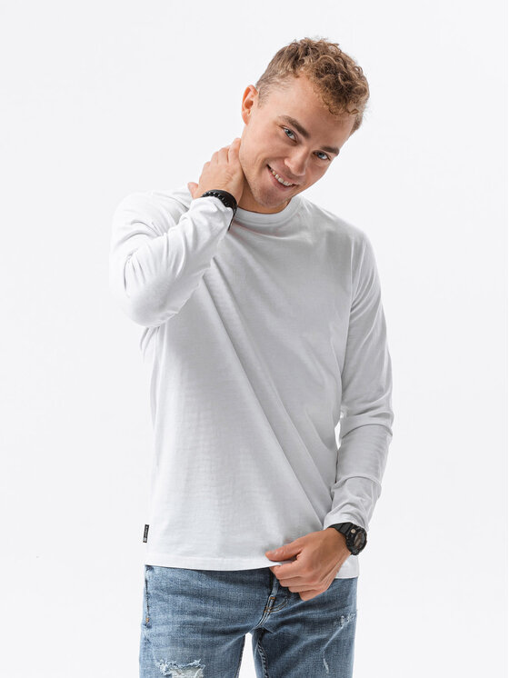 Ombre Ombre Longsleeve OM-LSBL-0106 Biały Regular Fit