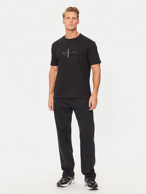 Calvin Klein Jeans Calvin Klein Jeans Тишърт Shiny Monologo J30J327109 Черен Regular Fit