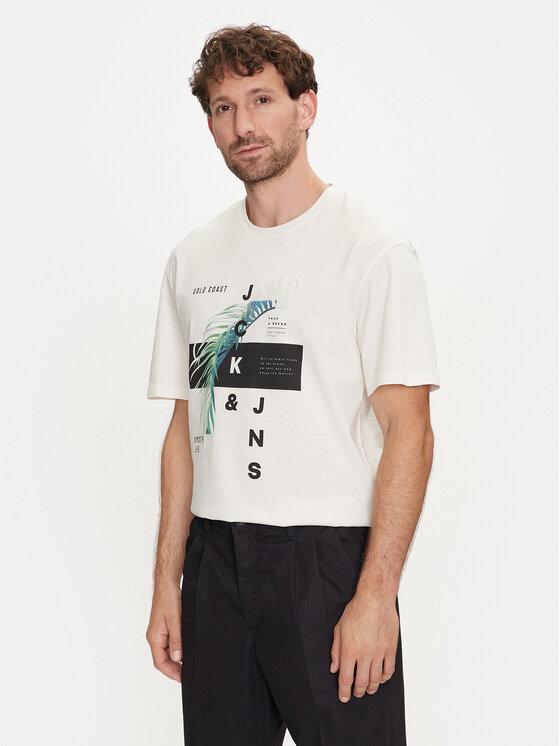 Jack&Jones T-krekls Jjclarc 12247768 Balts Relaxed Fit