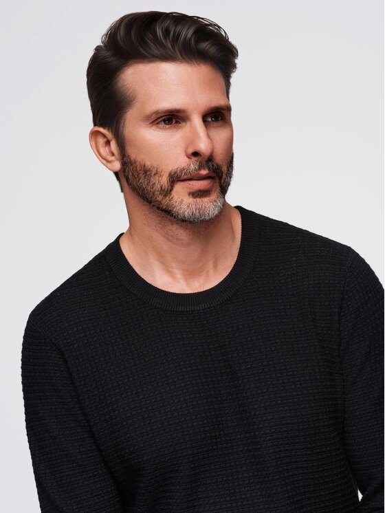 Ombre Ombre Sweter OM-SWSW-0181 Czarny Slim Fit