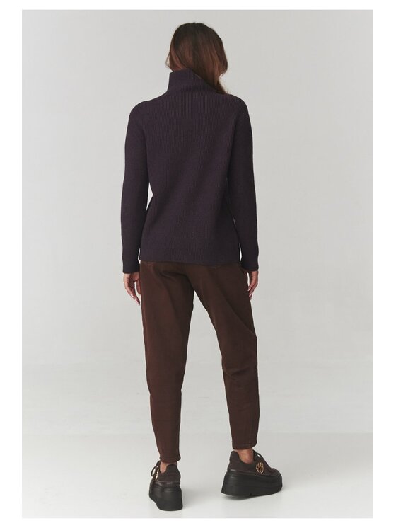 Makadamia Makadamia Sweter C20 Bordowy Loose Fit