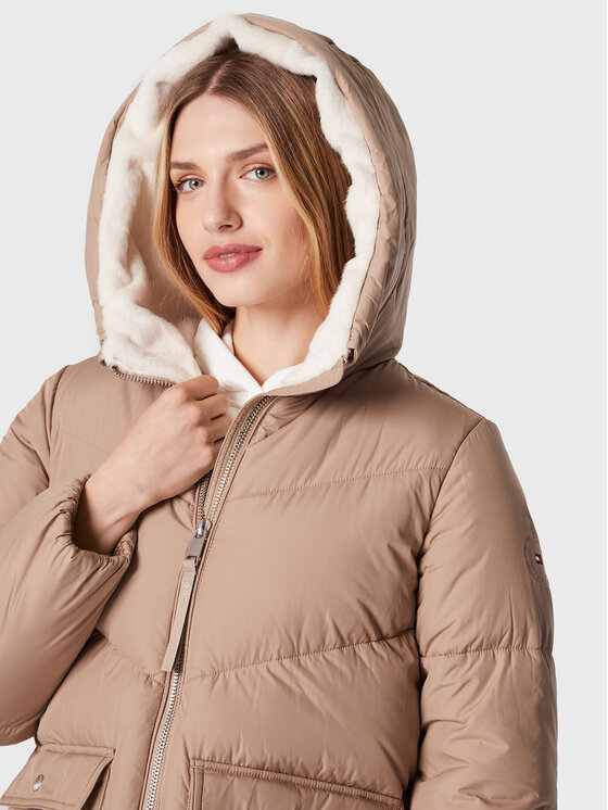 Tommy Hilfiger Tommy Hilfiger Zimní bunda Chevron Sorona WW0WW36211 Béžová Relaxed Fit