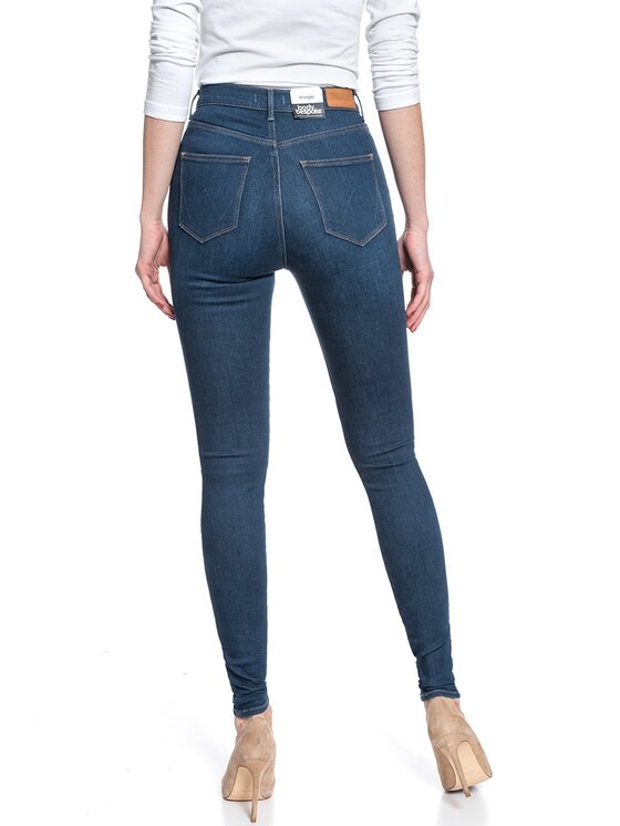 Wrangler Wrangler Jeansy SUPER HIGH SKINNY Niebieski Skinny Fit