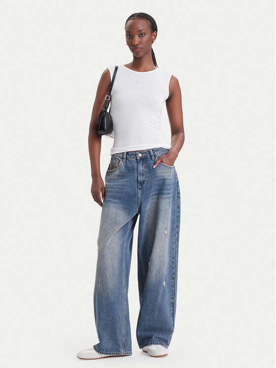 Guess Guess Top W6YP1 7K3881 Biały Slim Fit
