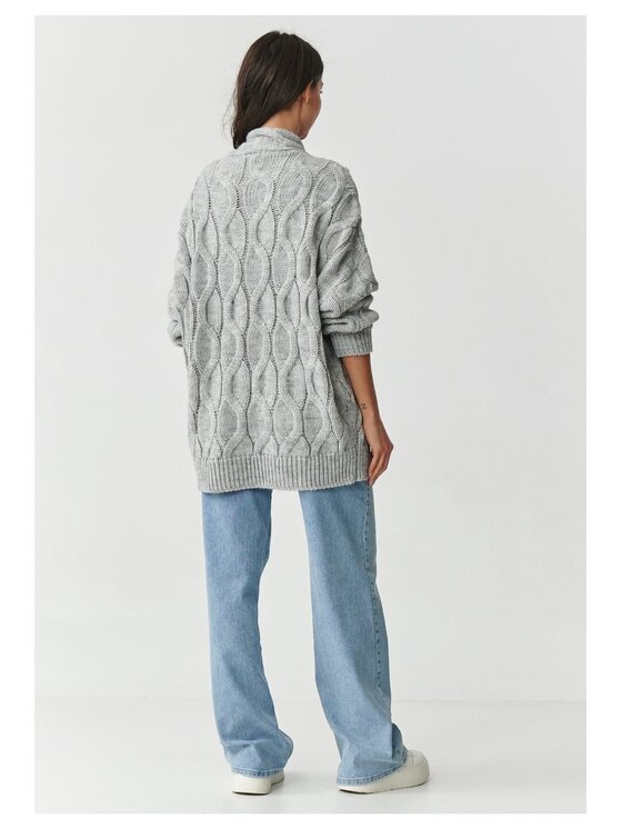 Makadamia Makadamia Kardigan S163 Szary Loose Fit
