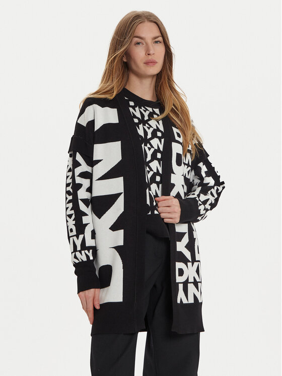 DKNY Kardigan P4MXAQ21 Crna Loose Fit