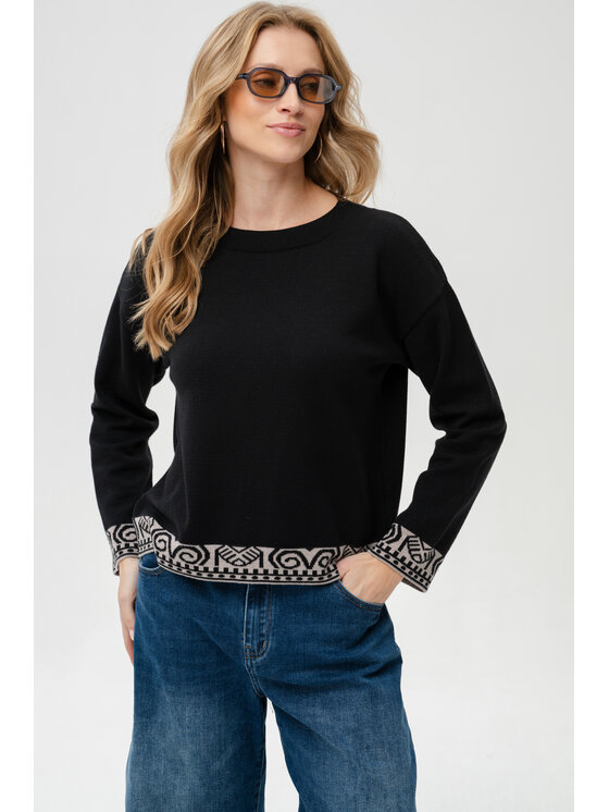 blue shadow blue shadow Sweter Kaps Czarny Regular Fit