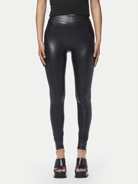 Pieces Leggings Shiny 17118562 Crna Slim Fit