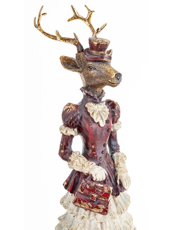 MIAhome MIAhome Figurka elegancka pani jeleń ELEGANTE-2 w długiej sukni Kolorowy