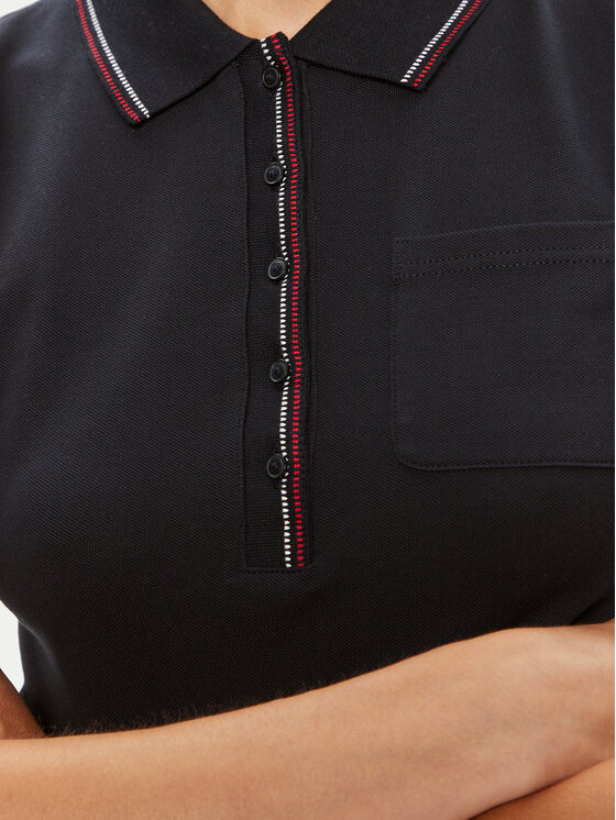 Tommy Hilfiger Tommy Hilfiger Haljina za svaki dan Slim RWb Tipping Polo 1/2SLV DRS WW0WW42114 Tamnoplava Slim Fit