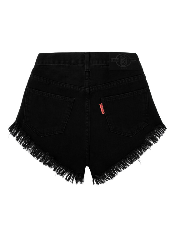 MissDenim MissDenim Szorty jeansowe High Waist Laced Czarny Regular Fit