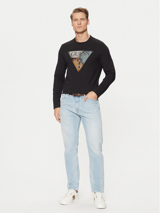 Guess Guess Majica dugih rukava M5RI15 J1314 Crna Slim Fit