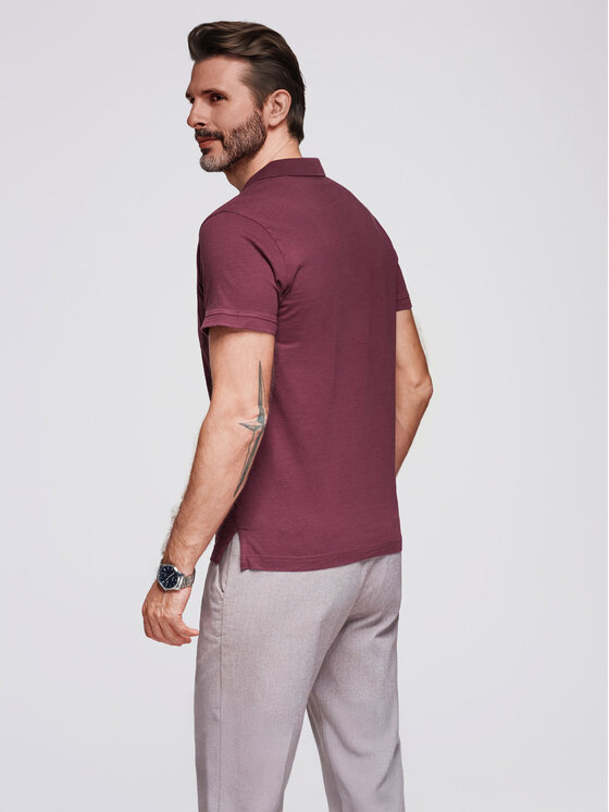 Ombre Ombre Polo OM-POWS-0142 Bordowy Regular Fit