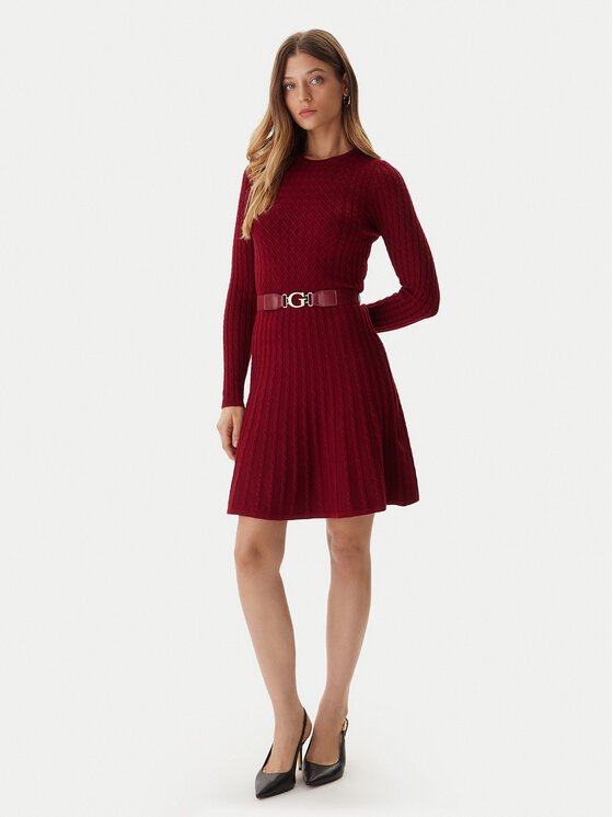 Guess Guess Úpletové šaty W5BK68 Z2YJ2 Červená Slim Fit