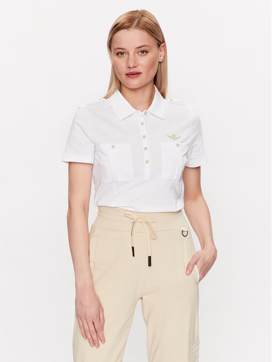Aeronautica Militare Tricou polo 231PO1702DP317 Alb Regular Fit 231PO1702DP317 imagine noua