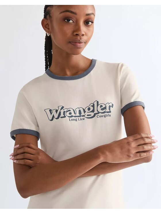 Wrangler Wrangler T-Shirt RINGER TEE Biały Slim Fit