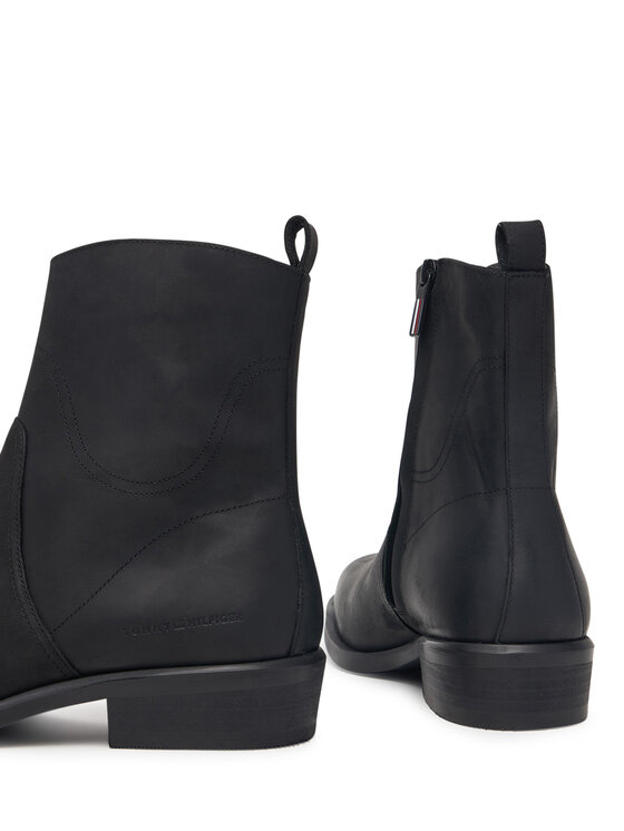 Tommy Hilfiger Tommy Hilfiger Botki Hilfiger Dressy Lth Biker Boot FM0FM06077 Czarny