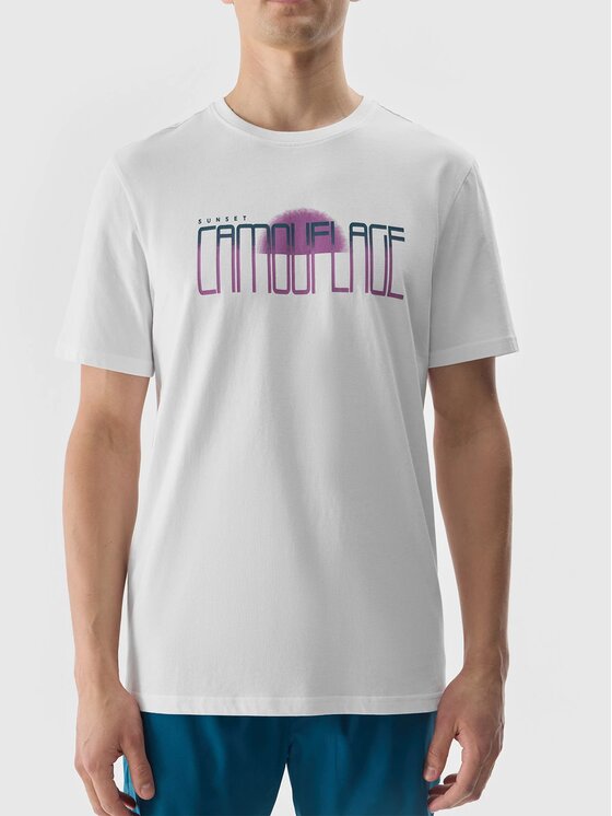 4F 4F T-Shirt 4FWSS24 TTSHM1288 10S BIAŁY M Biały Regular Fit