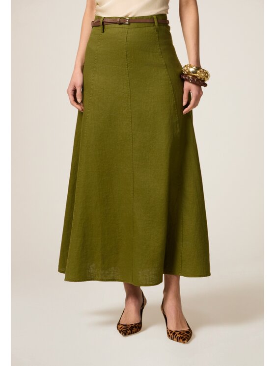 Oltre Oltre Spódnica maxi 1156R001512N035 Zielony A-Line Fit