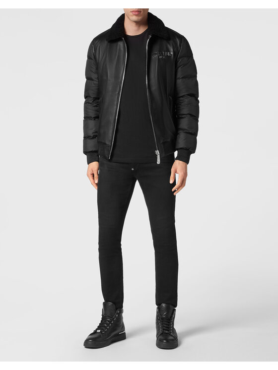 PHILIPP PLEIN PHILIPP PLEIN Giacca di pelle 13305 Nero Regular Fit