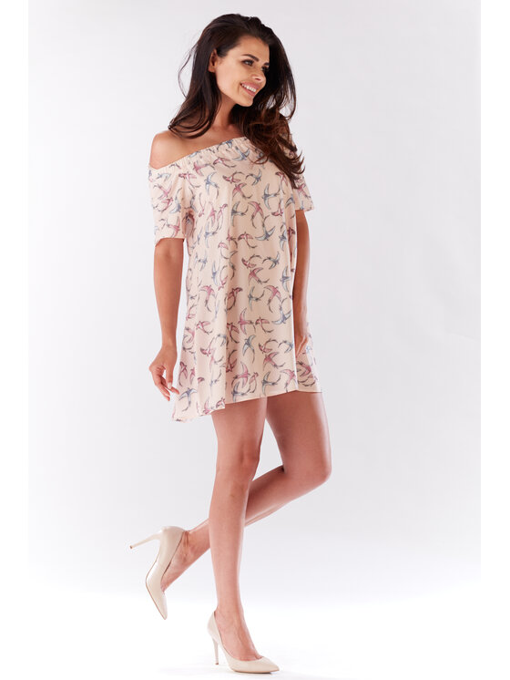 Awama Awama Sukienka letnia A175 Różowy Basic Fit