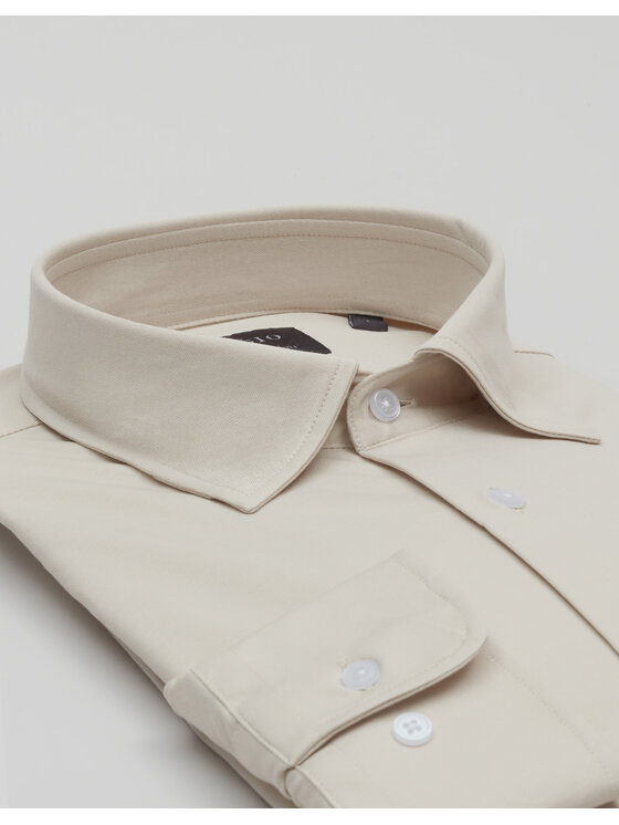 Borgio Borgio Koszula moncalvo_00635_bz1 Beżowy Slim Fit