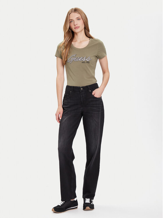 Guess Guess T-Shirt W5YI16 J1314 Πράσινο Regular Fit