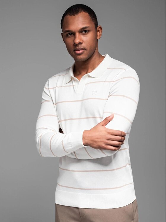 Ombre Ombre Longsleeve OM-POLS-0146 Biały Regular Fit