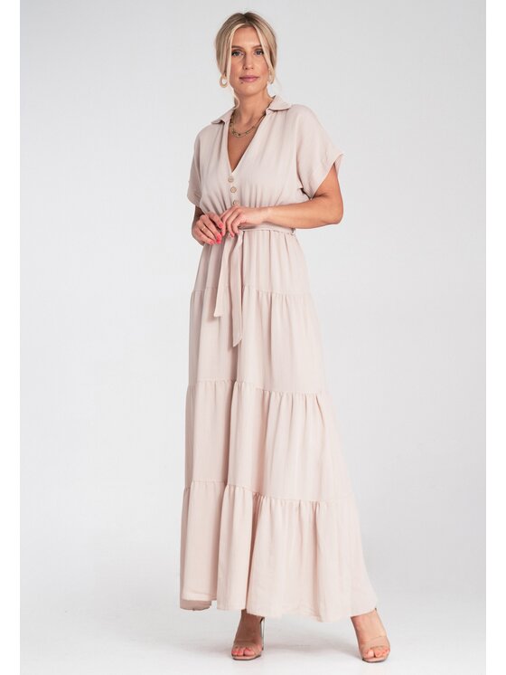 FIGL FIGL Letné šaty M1195 Béžová A-Line Fit