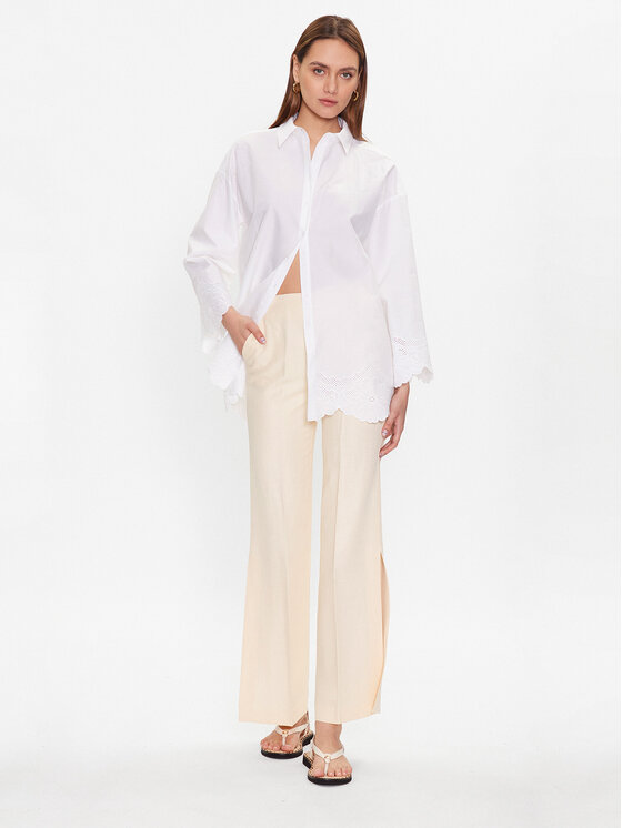 TWINSET TWINSET Hlače iz tkanine 231TT2776 Écru Regular Fit
