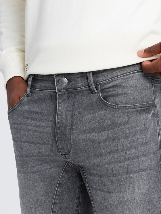 Ombre Ombre Jeansy OM-PADP-0161 Šedá Slim Fit