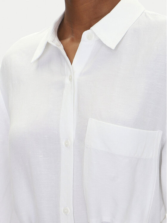 Tommy Hilfiger Tommy Hilfiger Rochie tip cămașă WW0WW45939 Alb Loose Fit